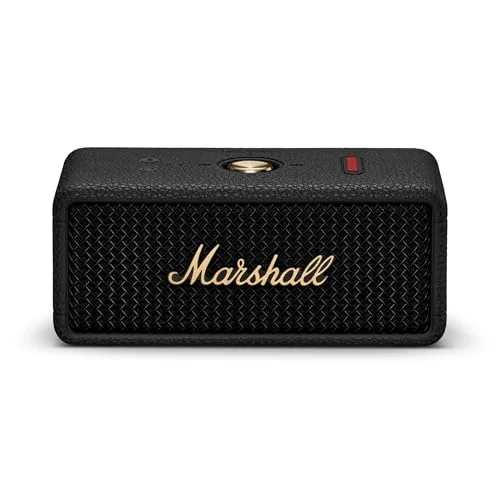 Premium Portable Bluetooth Speaker Rugged Waterproof Wireless Audio System with Deep Bass and Stereo Sound (Black and Brass) 2ga1l