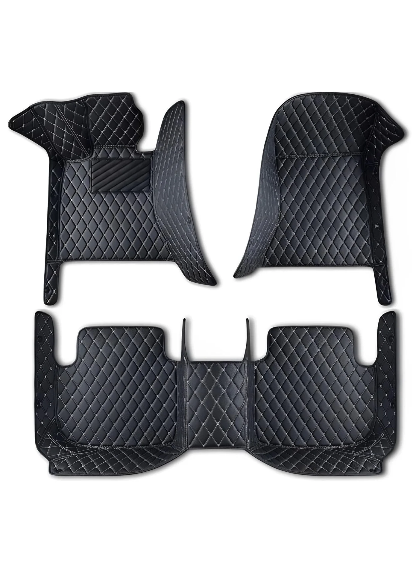 WINCA Premium PVC Leather Car Floor Mats for SUV (Black, Full Set) 3b0nz