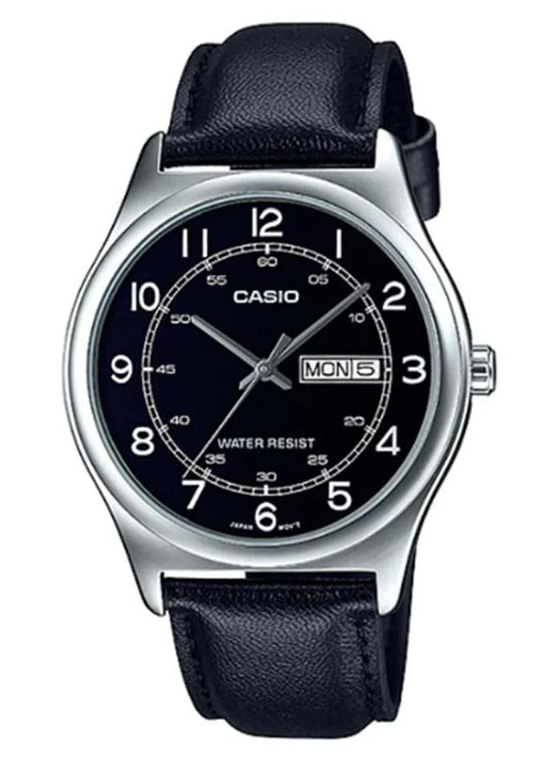 Premium Men Analog Wrist Watch with Genuine Leather Band (Black, Standard Size) 6n9e6