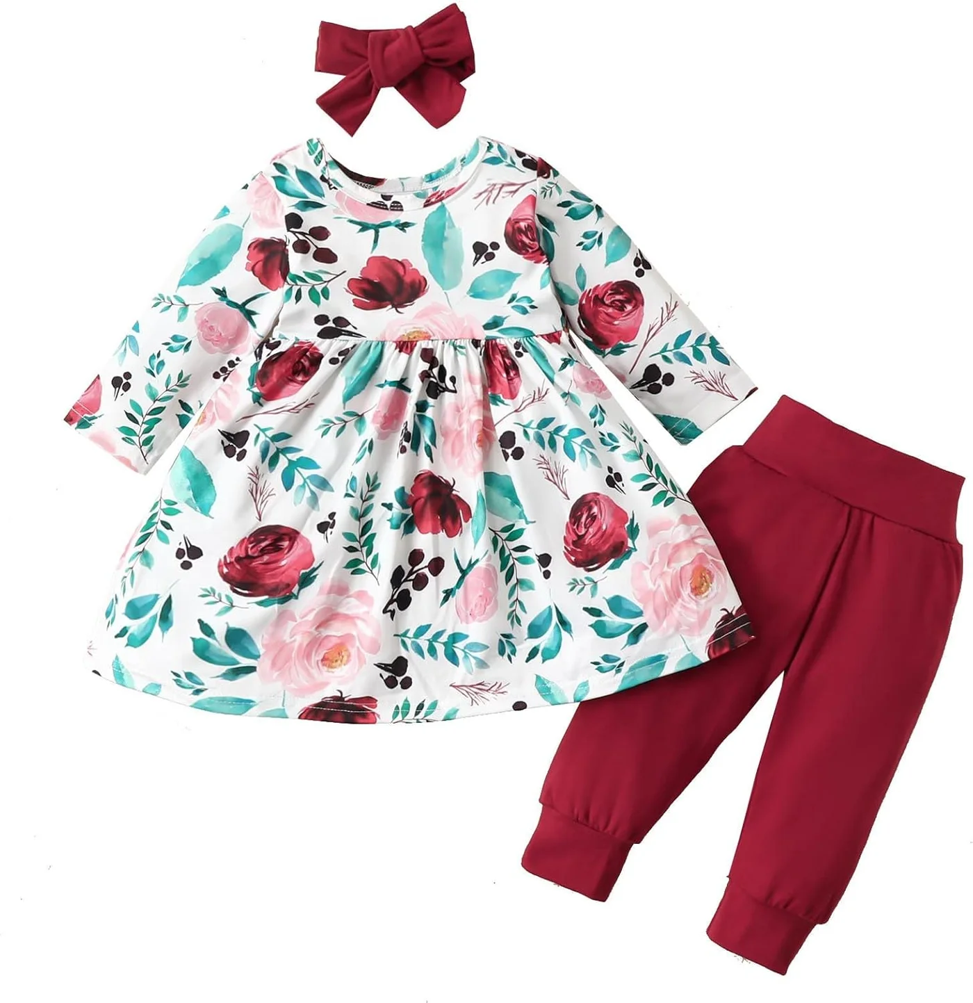 Woobles Toddler Girls St. Patrick's Day Outfit Set Ruffled Long Sleeve Top and Pants with Headband (3-Piece Set) 0yvjv