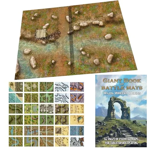 Loke BattleMats Giant Fantasy RPG Map Book (62 Wipe-Clean Grid Maps, Lay-Flat Design) for Tabletop Gaming yhnsc