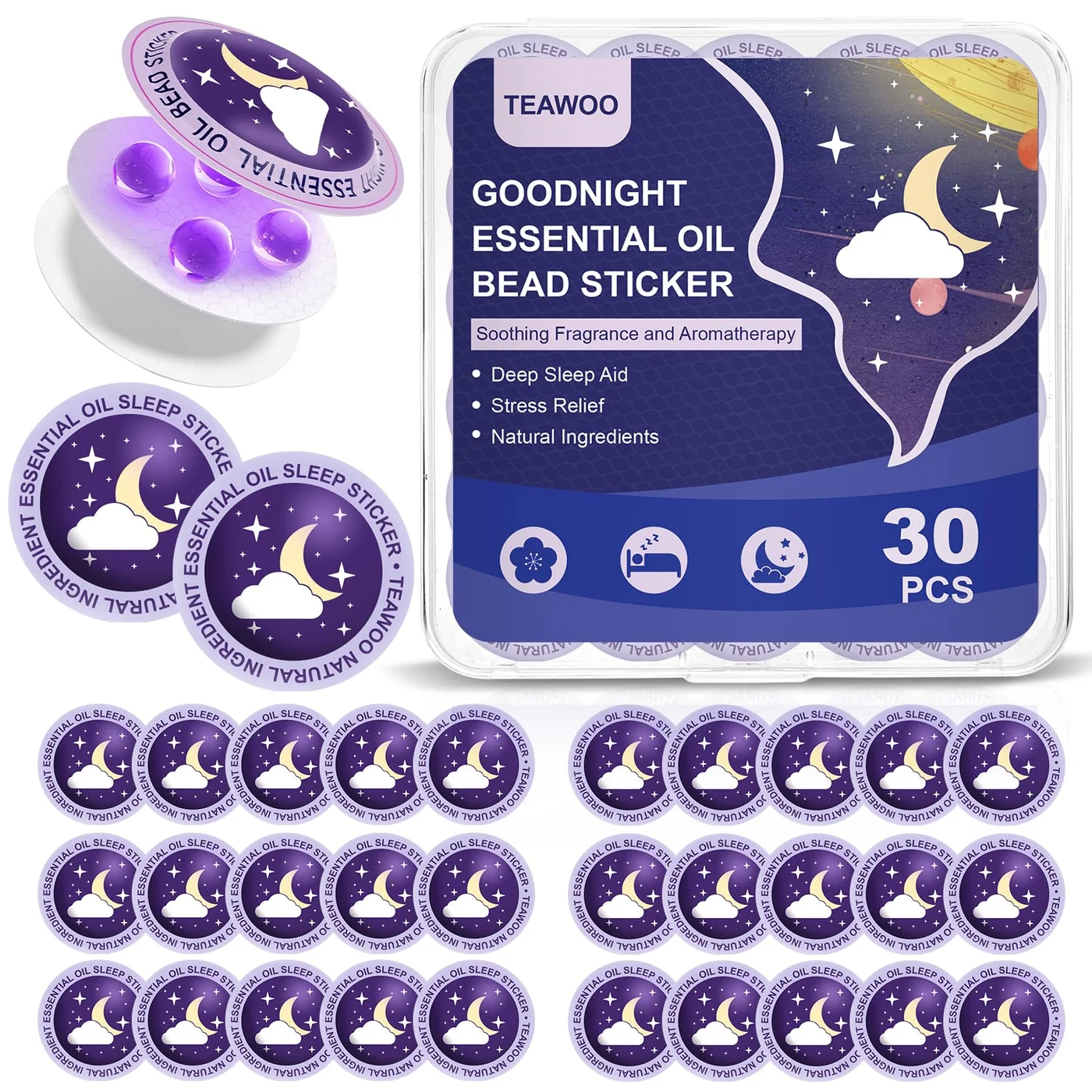 TEAWOO Kids Sleep Patches Natural Plant-Based Bedtime Support Stickers (30 PCS) e6twf