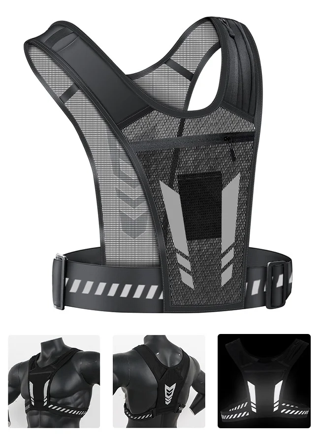 UETEEY Reflective Running Vest with Phone Holder and Large Storage Pocket (Adjustable, Unisex) yyn9j