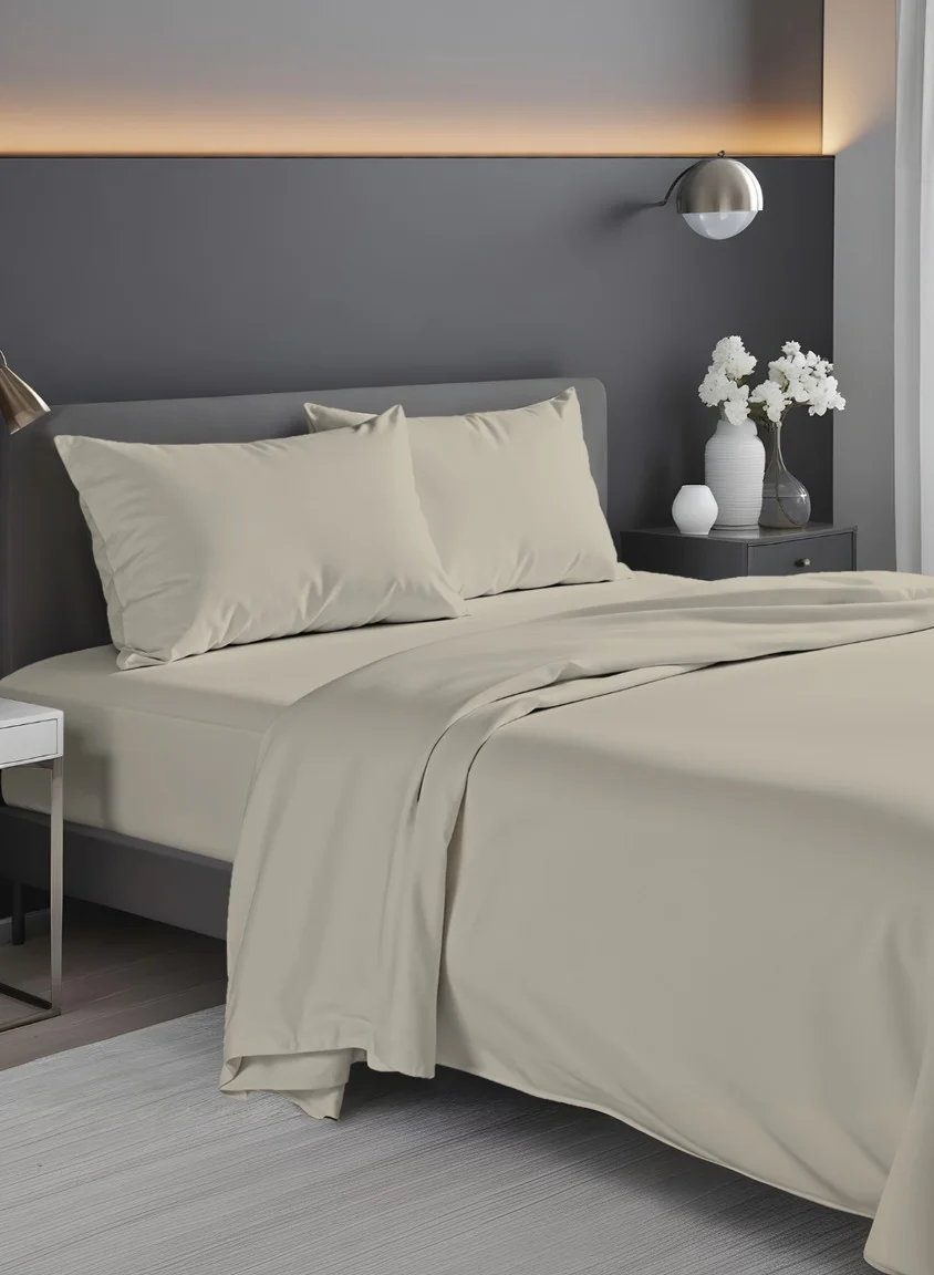 Infinitee Xclusives King Bed Sheet Set Premium Brushed Microfiber Bedding (Beige, 270 x 260 cm) 0uhl6
