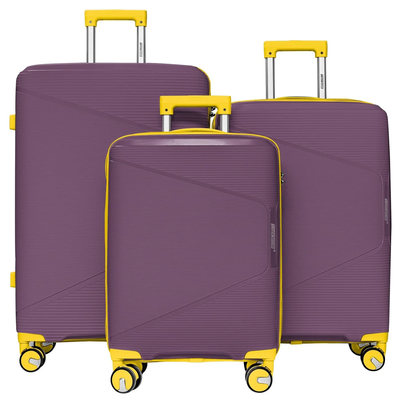 BRITISH TOURISTER 3-Piece Hard Shell Luggage Set with TSA Lock and 360¡ã Spinner Wheels (Purple, Small/Medium/Large) ii89c