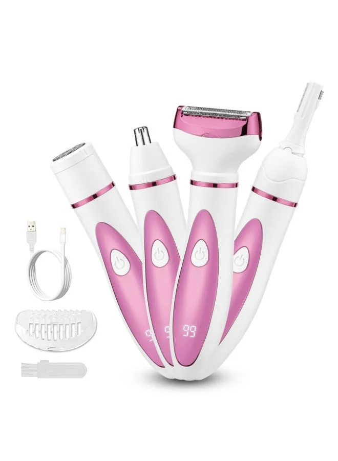 DOLOLO 4-in-1 Electric Epilator and Lady Shaver Kit, Rechargeable Grooming Tool with LED Display for Face, Leg, and Bikini Area (1 Set) w572d