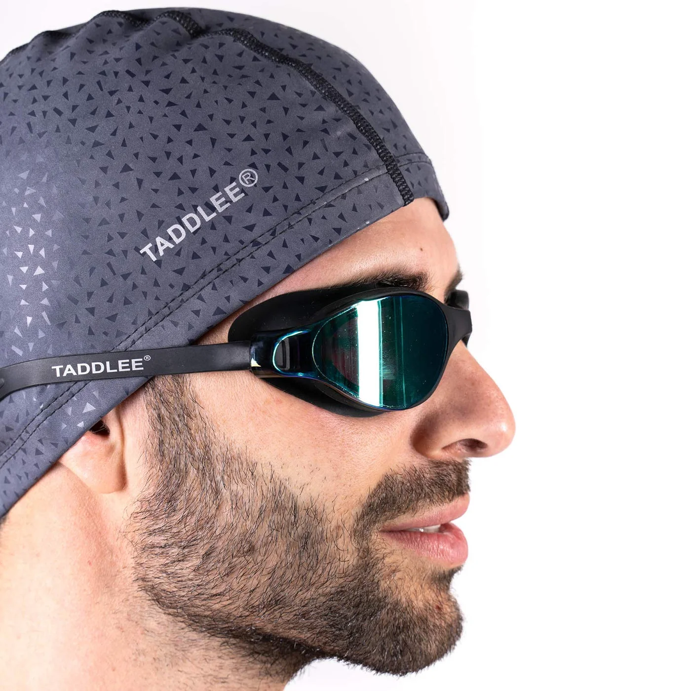Taddlee Premium PU Coated Silicone Swim Cap Waterproof Swimming Hat for Men (Gray, Large) iks65