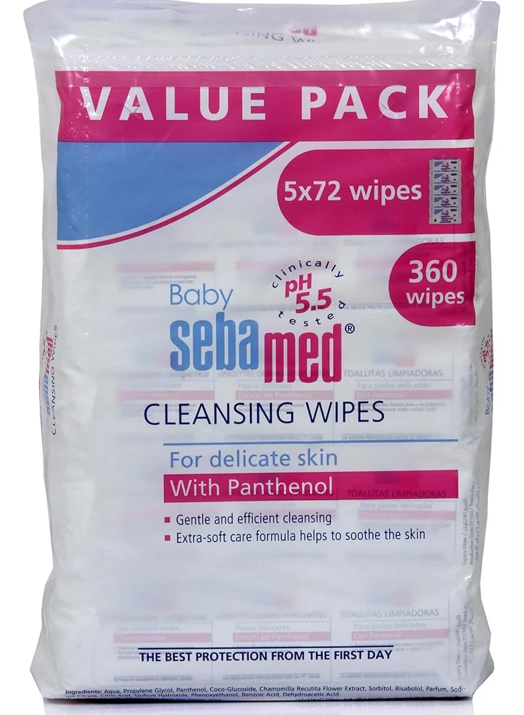 Sebamed Cleansing Baby Wet Wipes with Panthenol (5 Packs, 360 Count) bqkm8