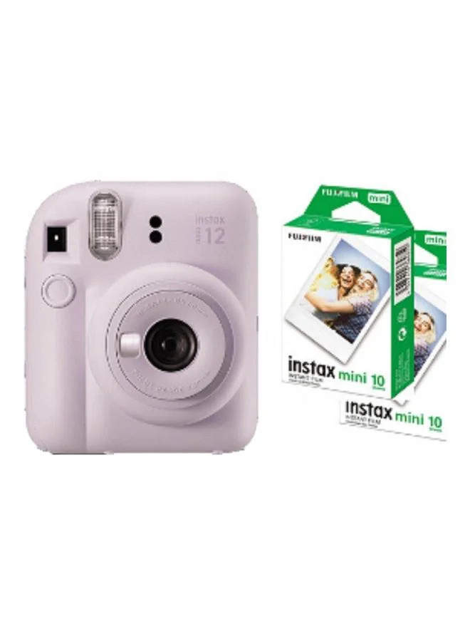 Instant Film Camera Bundle with 20 Sheets Premium Photo Paper (Lilac Purple, 1 Pack) lz2bh