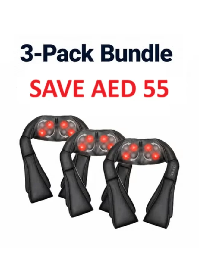 Premium Shiatsu Neck and Back Massager with Heat 3D Deep Tissue Kneading Pillow for Shoulder and Muscle Relaxation (3-Pack Bundle) 7jc8t