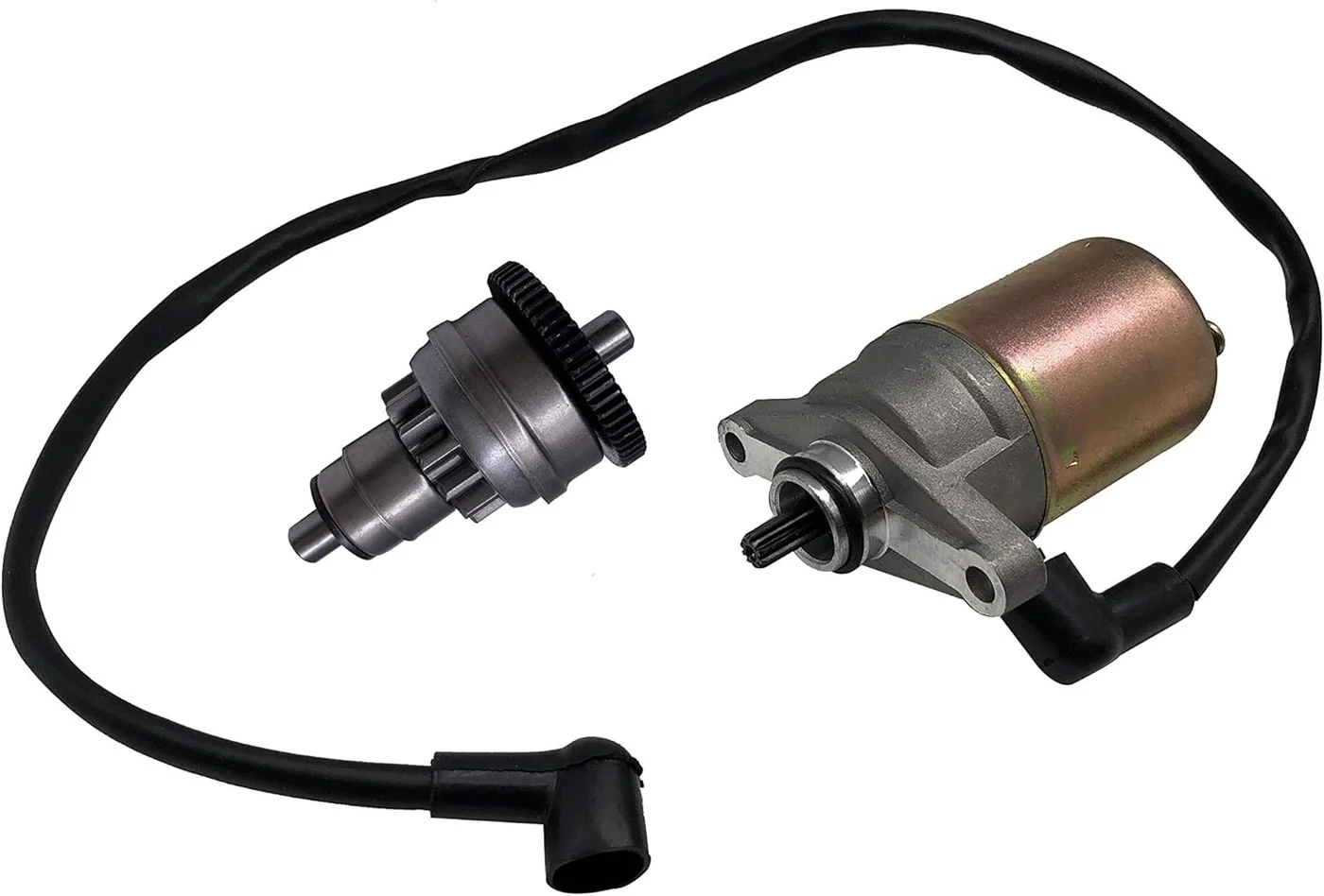 SHUmandala Starter Motor and Drive Bendix Assembly for GY6 47cc 49cc 50cc Scooters (Premium Replacement Part) k57u4