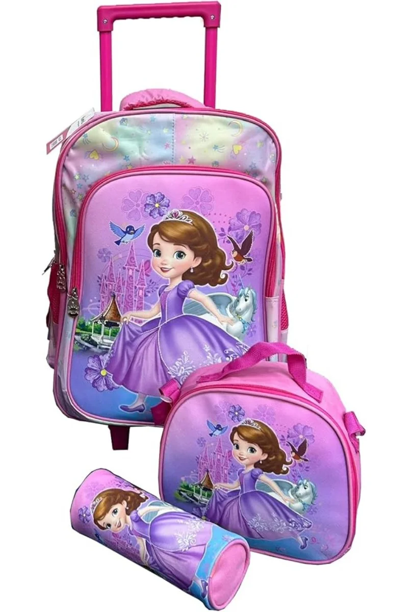 Premium Cartoon-Printed School Trolley Bag Set for Kids with Lunch Bag and Pencil Pouch (18 Inch) 6g9hd