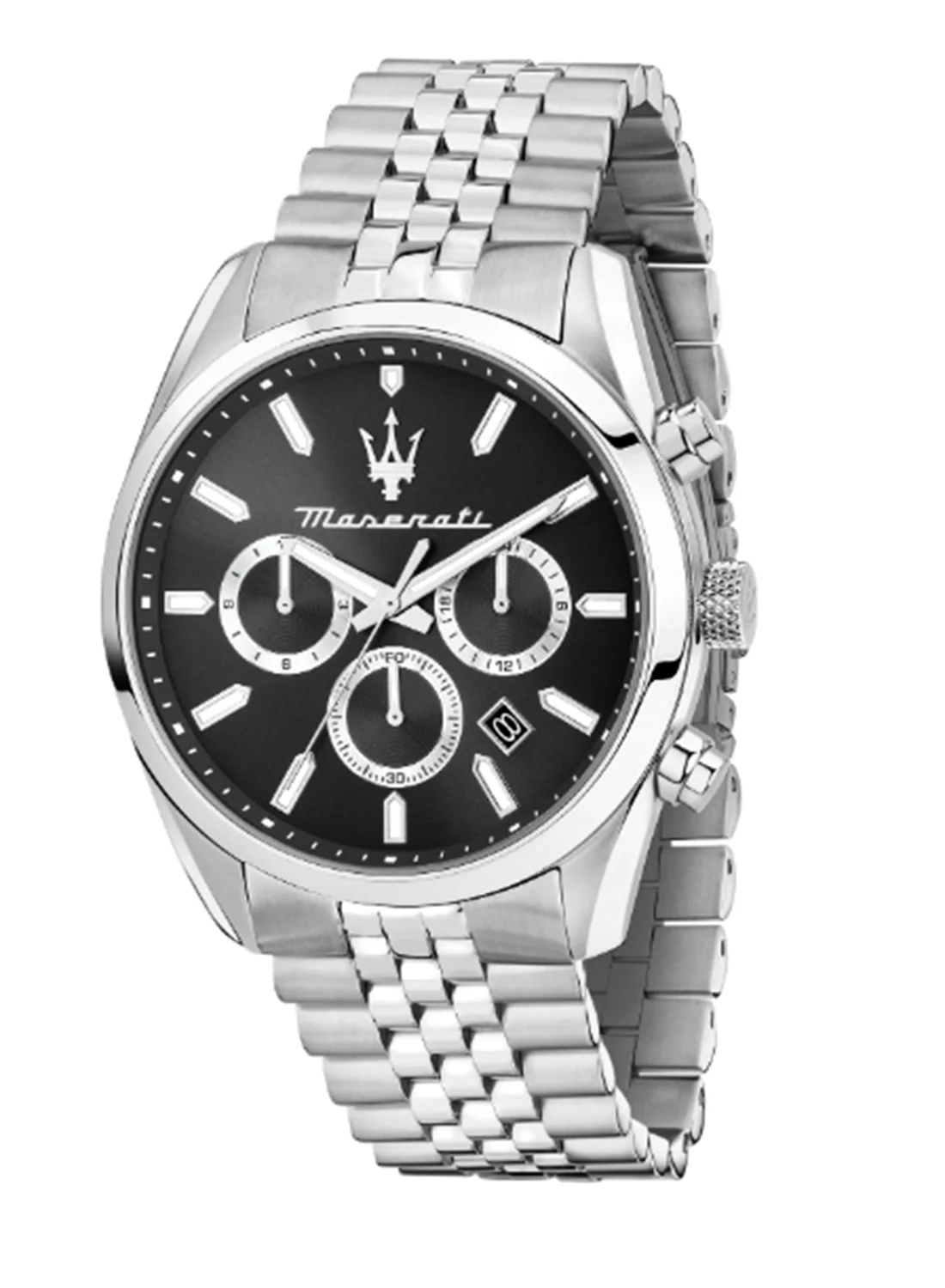 Premium Stainless Steel Men's Watch Black Multi-Finishing Dial (43 mm) hluq4