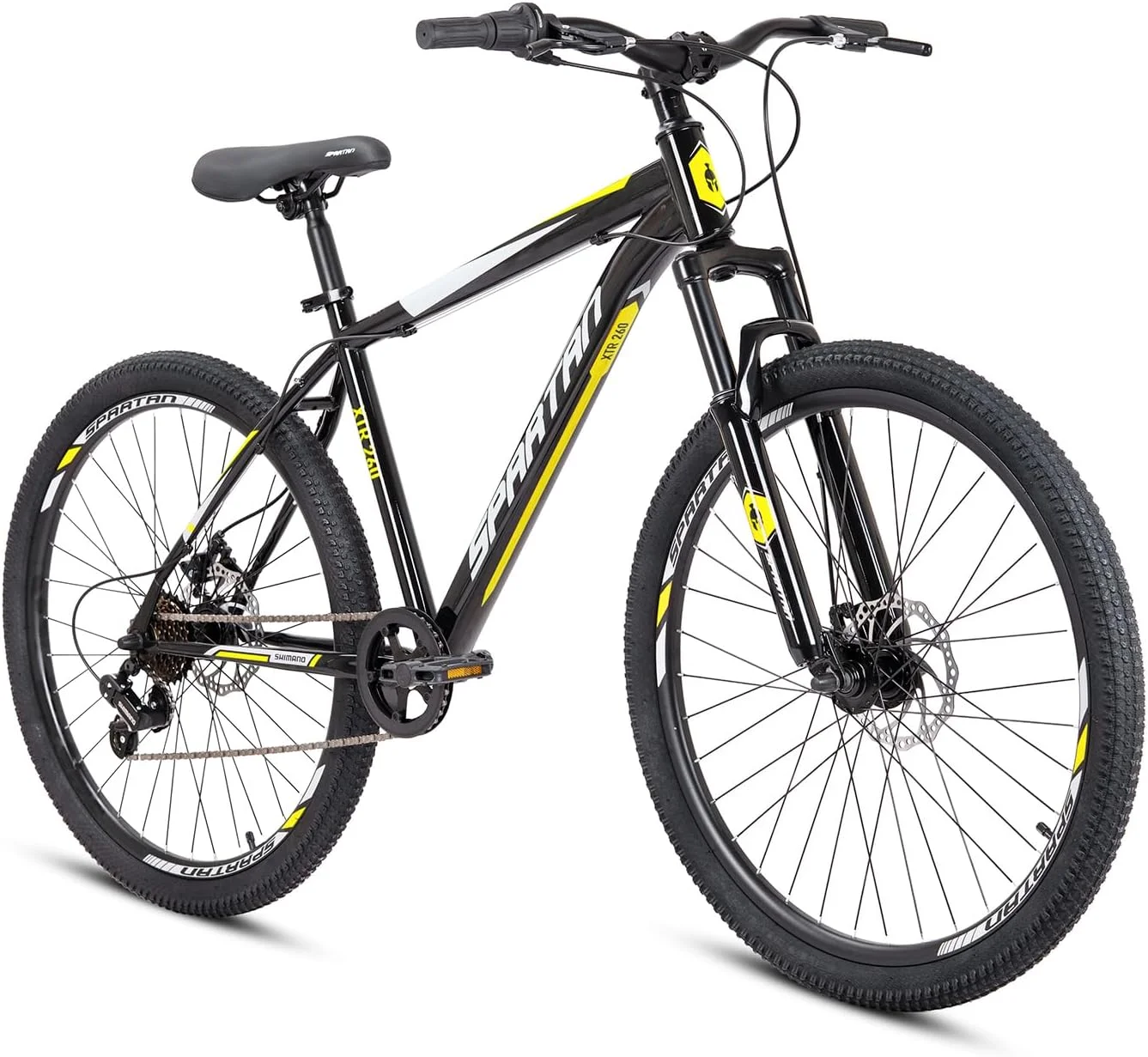 Spartan XTR Mountain Bike (26-inch, Yellow) Durable Steel Frame with Alloy Disc Brakes and 7-Speed Gear System rb03q