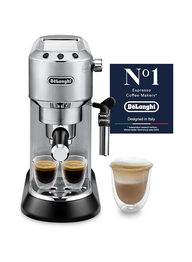 Premium Espresso and Cappuccino Coffee Machine with Milk Frother for Home Barista (Silver, 1.1 L) tjk38