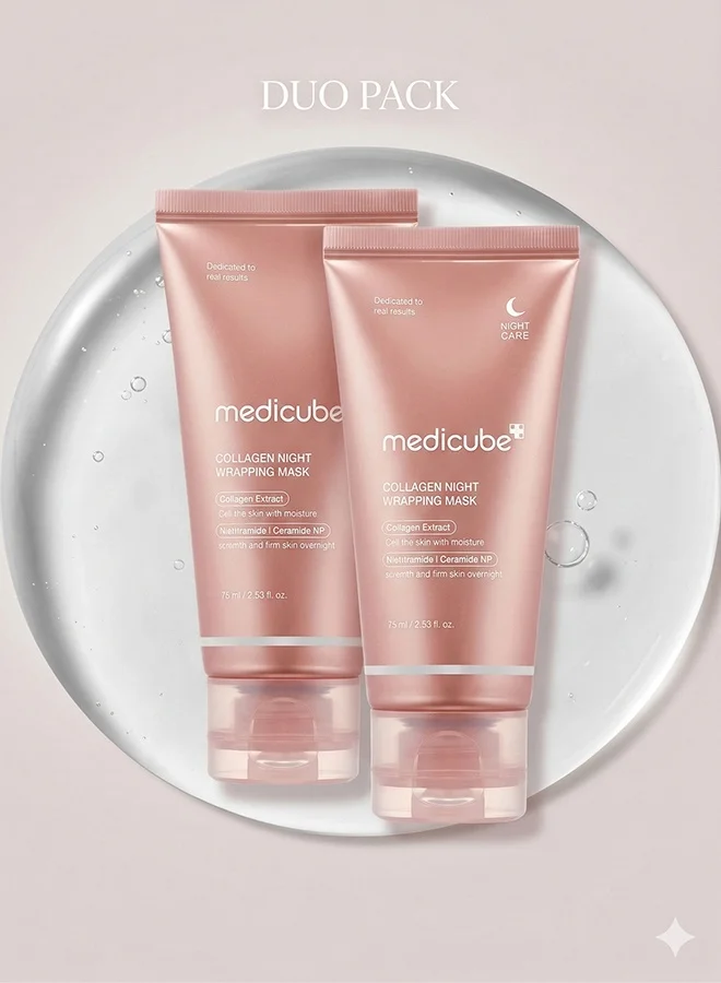 Collagen Overnight Wrapping Peel Off Facial Mask Set (2 x 75 mL) - Elasticity and Hydration Care for Glowing Skin 5pm07