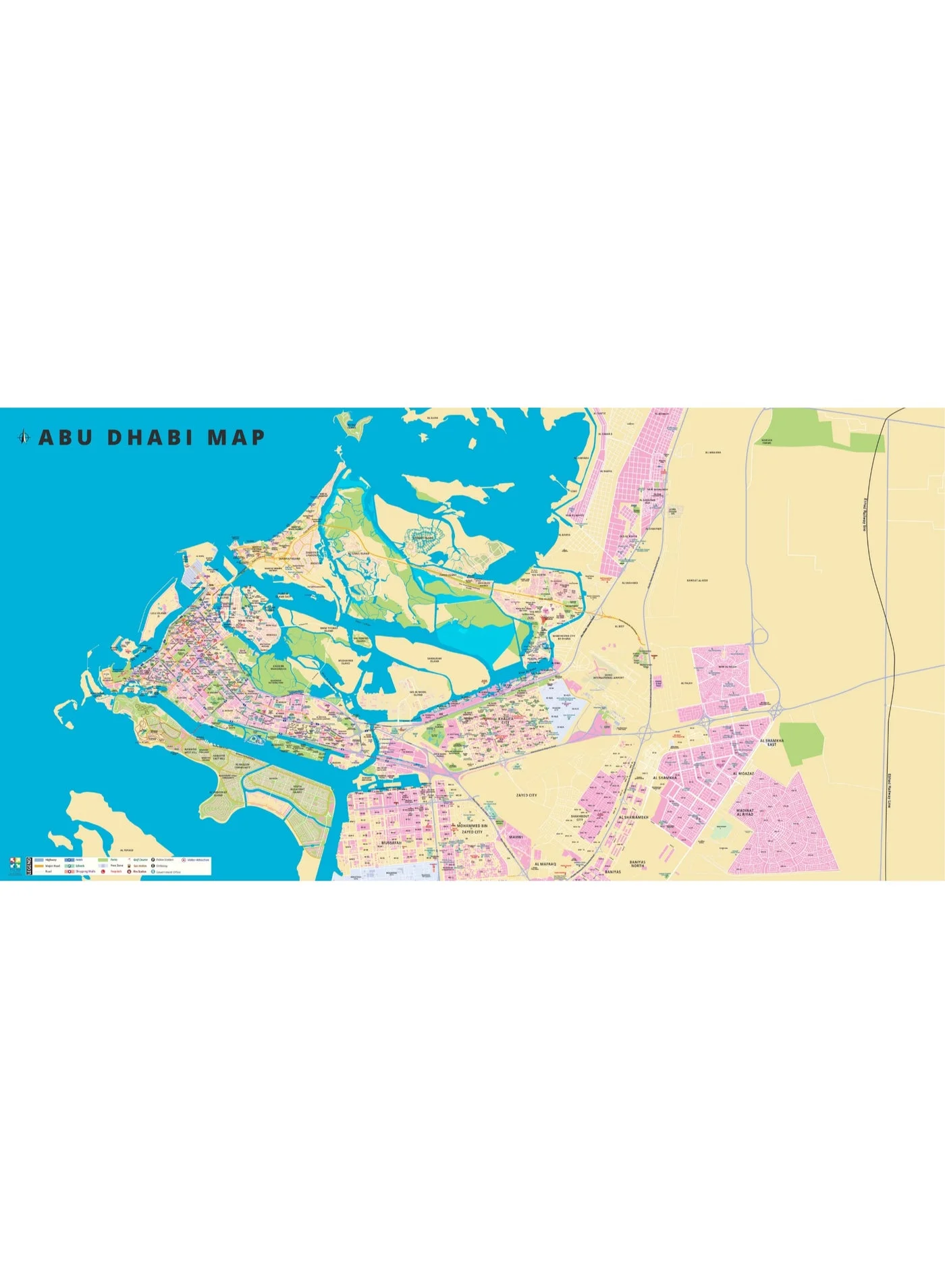 Easy Map Advertising L.L.C Abu Dhabi City Map Premium Vinyl Wall Decor (Large) l4ndd