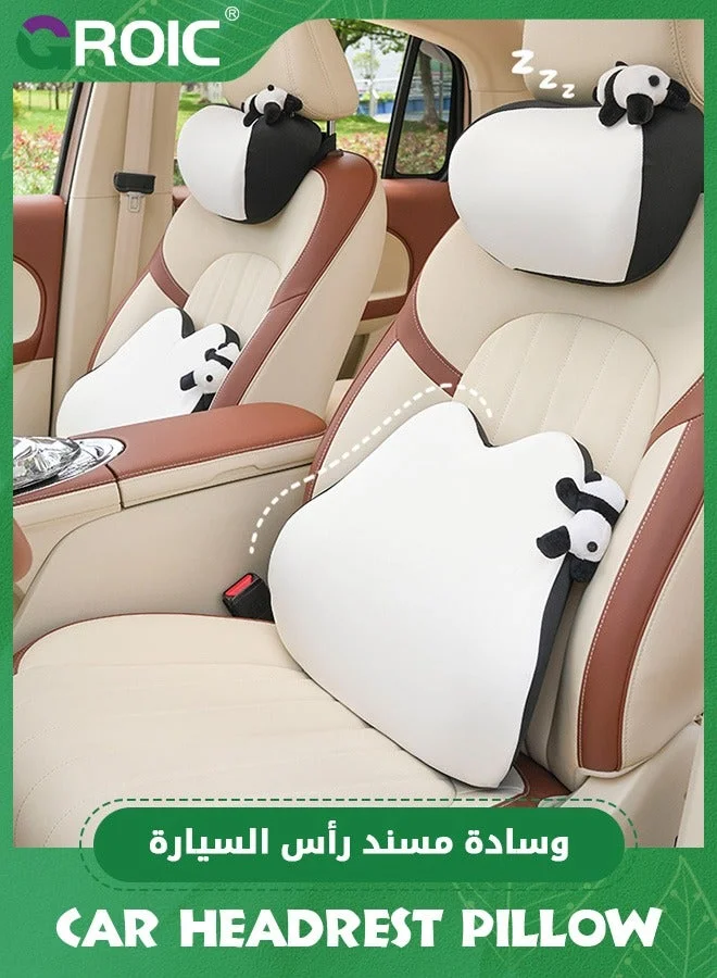 GROIC Ergonomic Lumbar Support Pillow and Car Headrest Neck Cushion Set (Memory Foam, Black, 2-Piece Kit) b28ve
