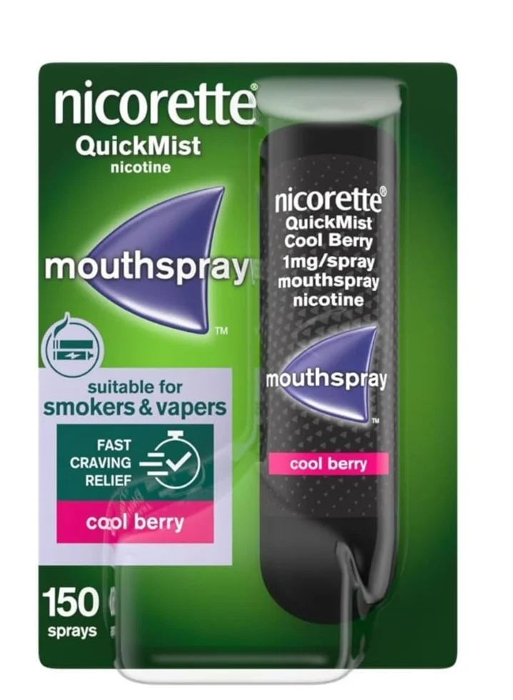 Nicorette QuickMist Cool Berry Mouth Spray (150 Sprays, 1 mg per Spray) - Premium Oral Care Support vtvj0