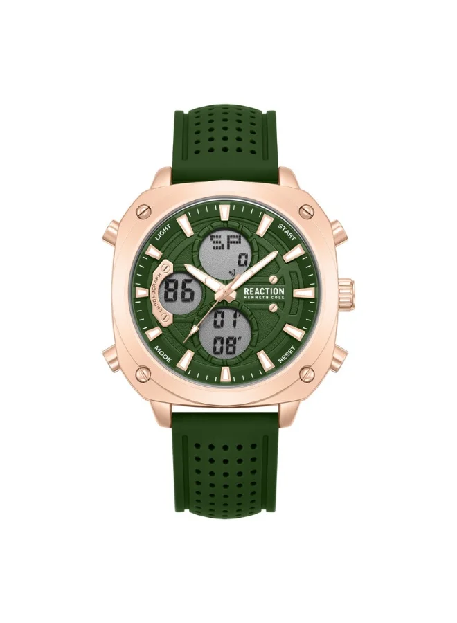 Kenneth Cole Reaction Analog Digital Watch Green Dial Silicone Strap (47mm) 2scta