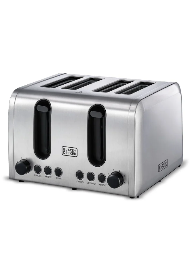 Premium 4-Slice Toaster with Extra-Wide Slots and Dual Browning Control (Silver, 2100 W) e13dx