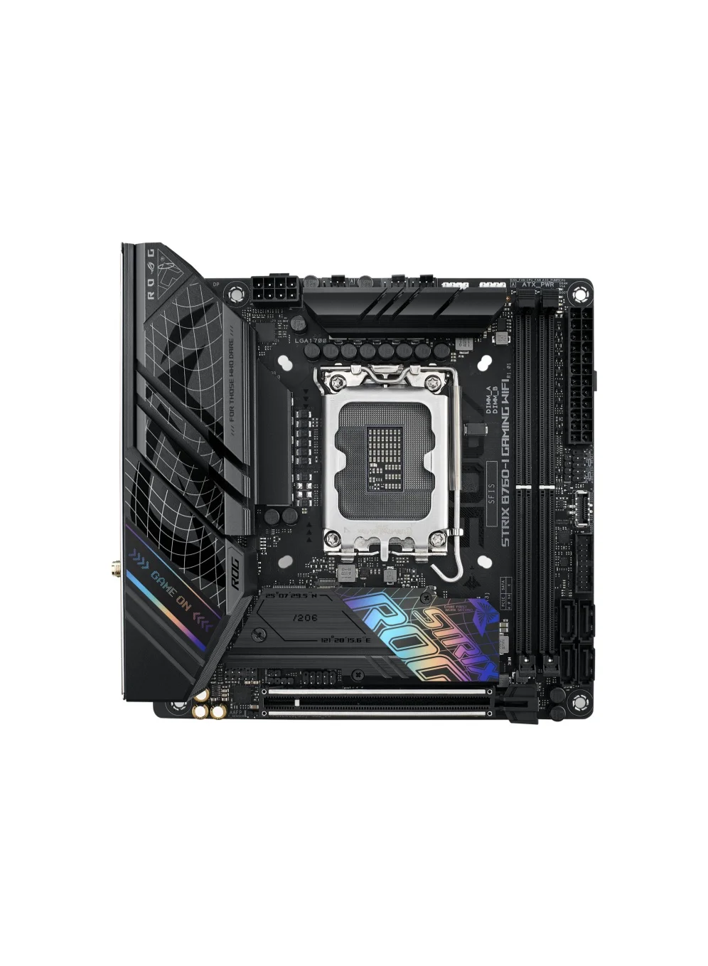 Premium Mini-ITX Gaming Motherboard LGA1700 DDR5 7600MHz PCIe 5.0 Wi-Fi 6E 2.5Gb LAN (17cm x 17cm) iby1t