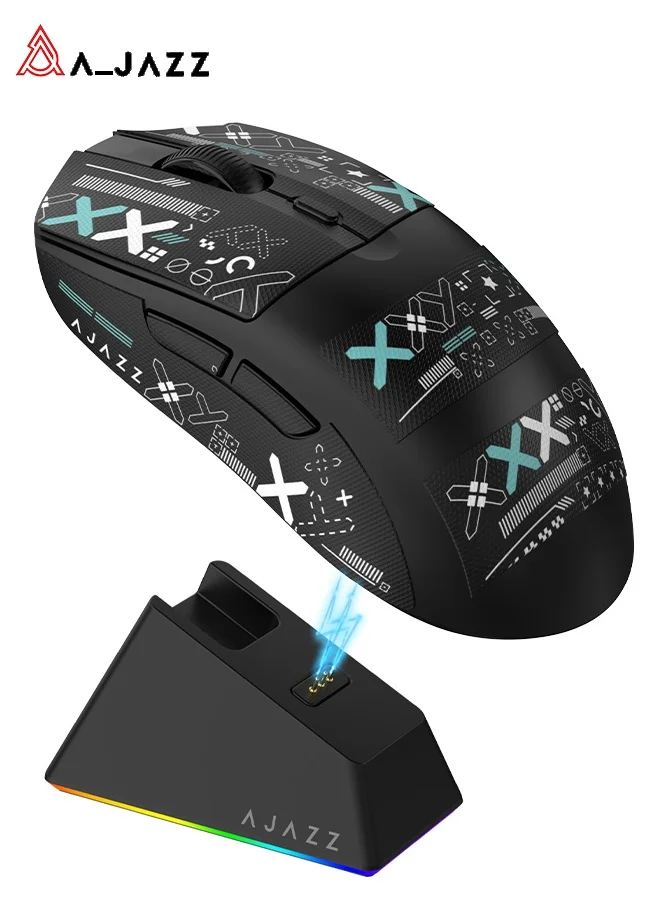 A-jazz AJ139 V2 MC Lightweight Wireless Gaming Mouse with RGB Charging Dock (Black, 22000 DPI) 939zw
