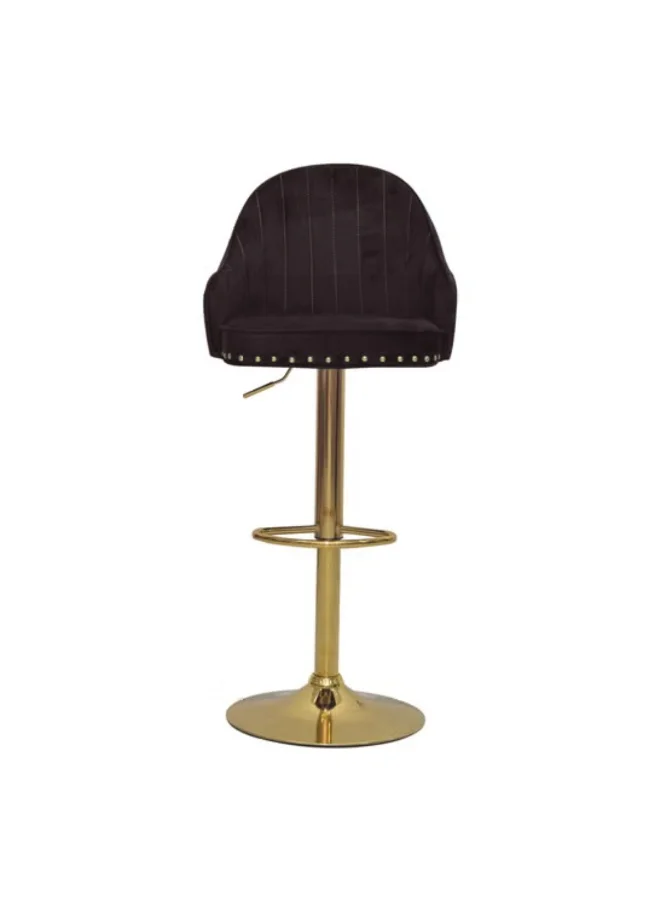 Premium Adjustable Bar Stool with Swivel Seat and Steel Base (Black and Gold, 1 Piece) mk8q9