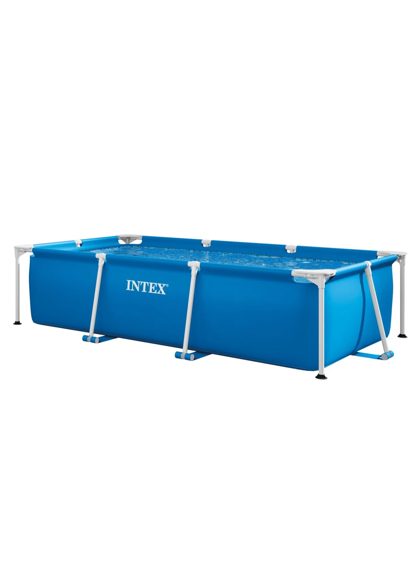 Premium Rectangular Metal Frame Swimming Pool Durable Outdoor Family Pool (Blue, 260cm x 160cm x 65cm) tjilz