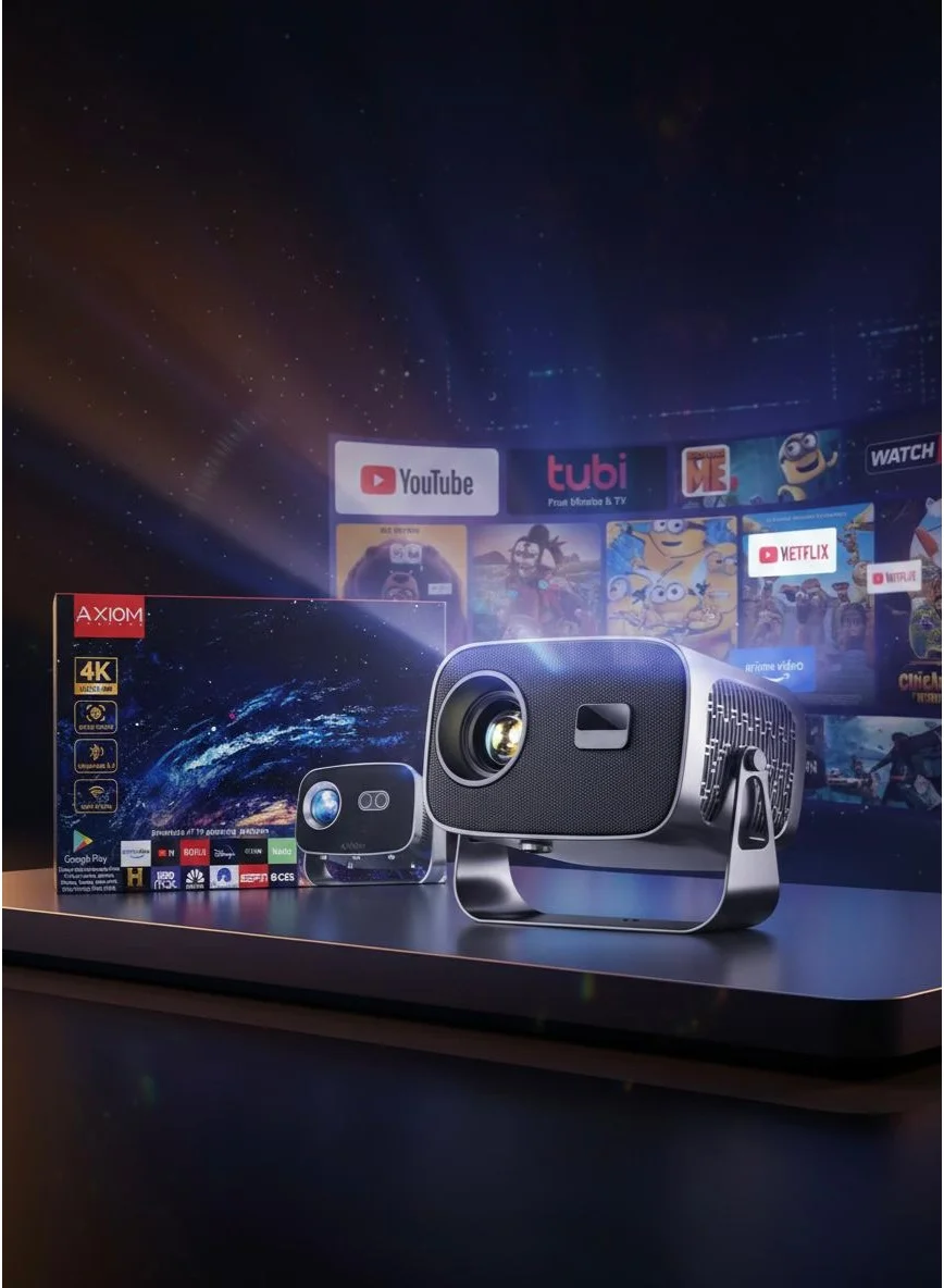 Axiom General 4K Smart Projector WiFi 6 Bluetooth 5.2 5000 Lumens Home Cinema Display (300 inch) et73n