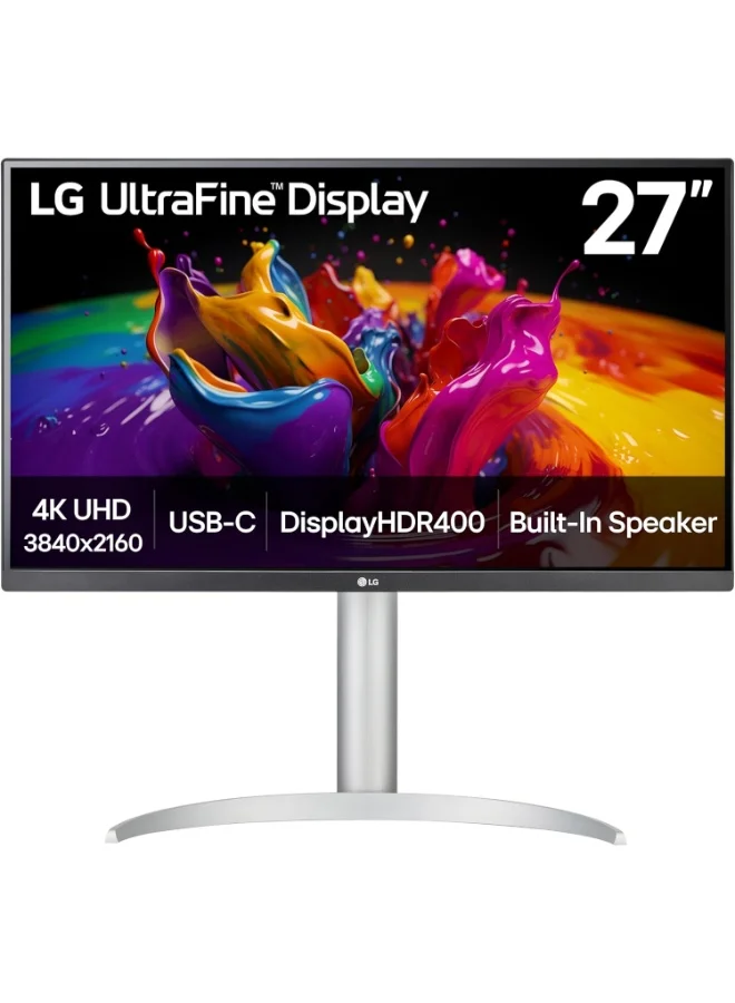 Ultra-HD 27-inch 4K UHD IPS Monitor, Professional Desktop Display with USB Type-C, 60Hz Refresh Rate, Ergonomic Design (Silver, 27-inch) 8mko7