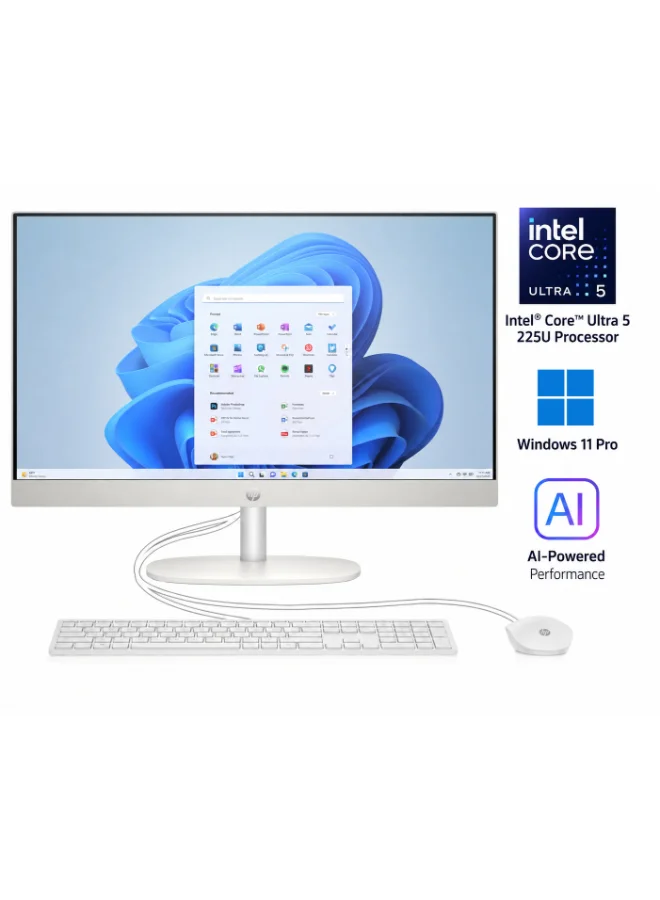 Premium All-In-One Desktop Computer 24-inch FHD IPS Display, Intel Core Ultra 5, 8GB RAM, 512GB SSD, Wired Keyboard & Mouse (Snow White, 24-inch) kn3jx