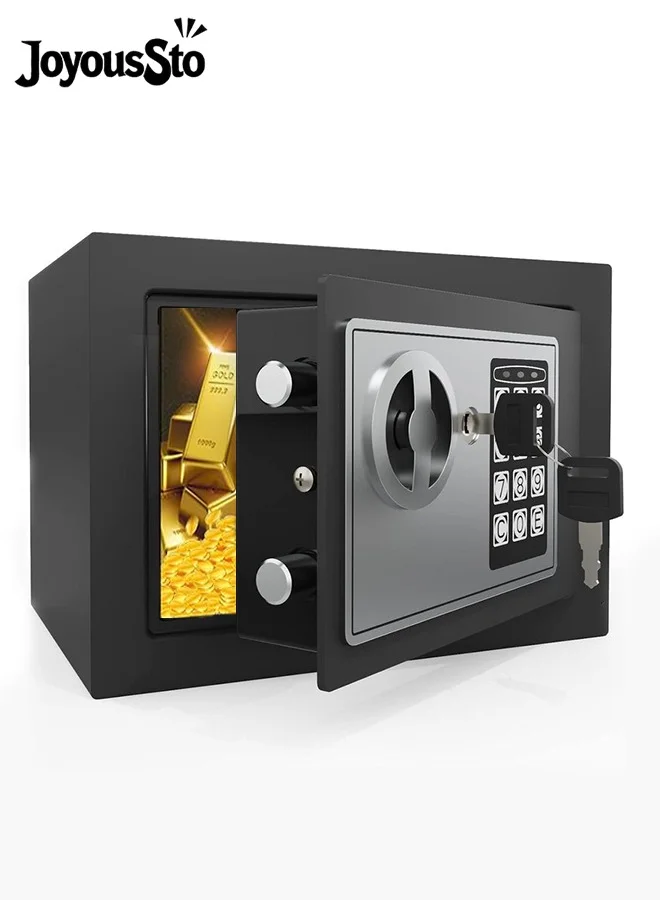 JoyousSto Digital Security Safe Box with Electronic Keypad for Cash Jewelry and Passports (Black, 23x17x17 cm) nrmtg