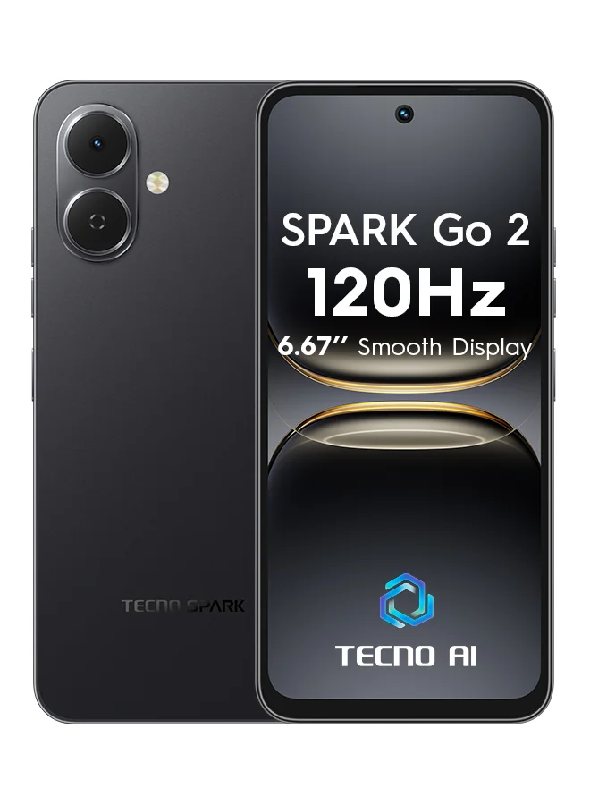 TECNO Spark Go 2 Dual SIM Smartphone 4GB RAM 128GB Storage 4G LTE (Ink Black, 6.67 inch) h81qa