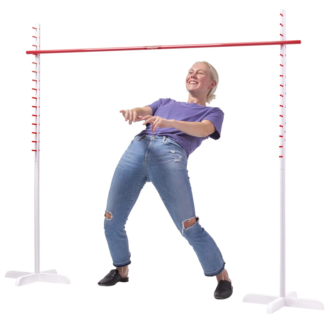 Premium Wooden Limbo Game Set for Kids and Adults (White and Red, 150 cm Height) d3g89