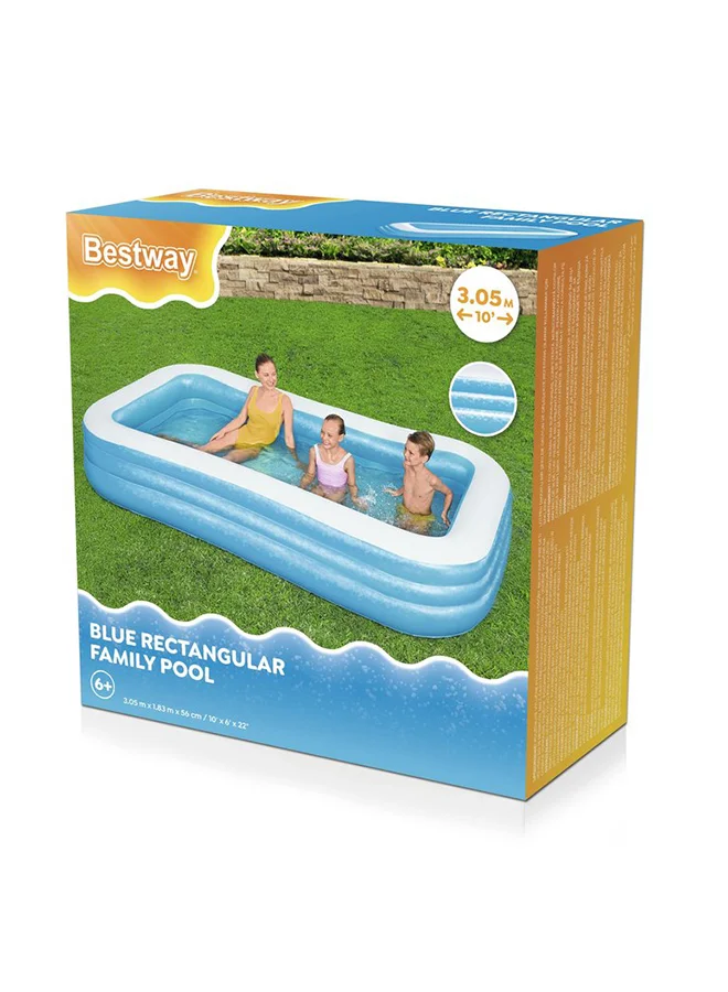 Premium Rectangular Family Swimming Pool Durable Vinyl Outdoor Water Play Center (305x183x56cm) 4rfhu