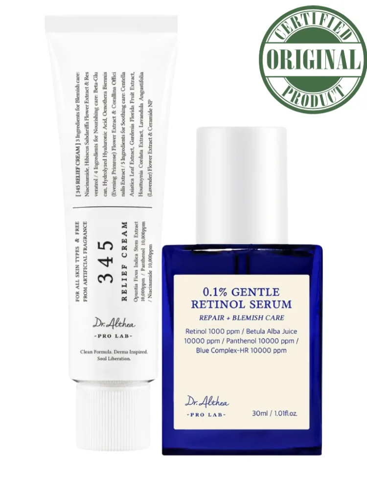 Dr. Althea 345 Relief Cream and Gentle Retinol Serum Set for Mature Skin (50 mL + 30 mL) 2crcm