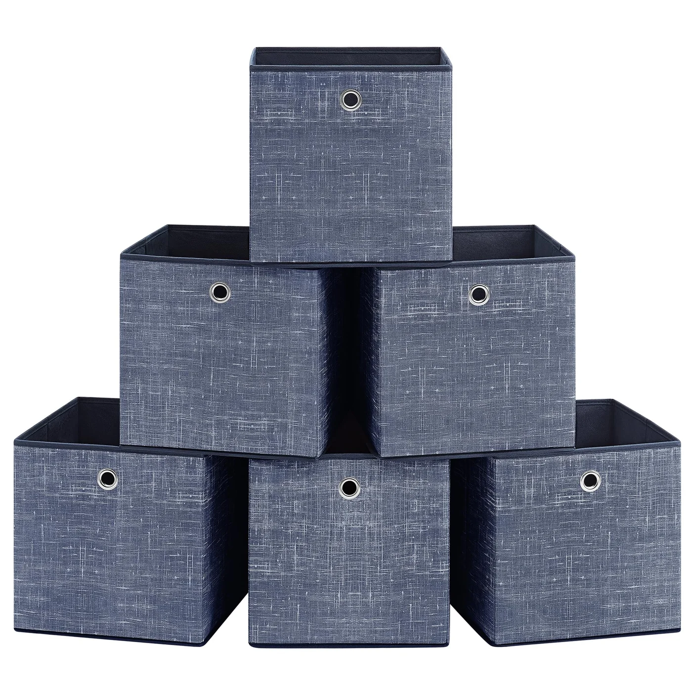 Premium Foldable Storage Boxes Set (6-Pack) Non-Woven Fabric Cube Organizers with Handles for Shelves (Misty Blue, 30 x 30 x 30 cm) uvm4m