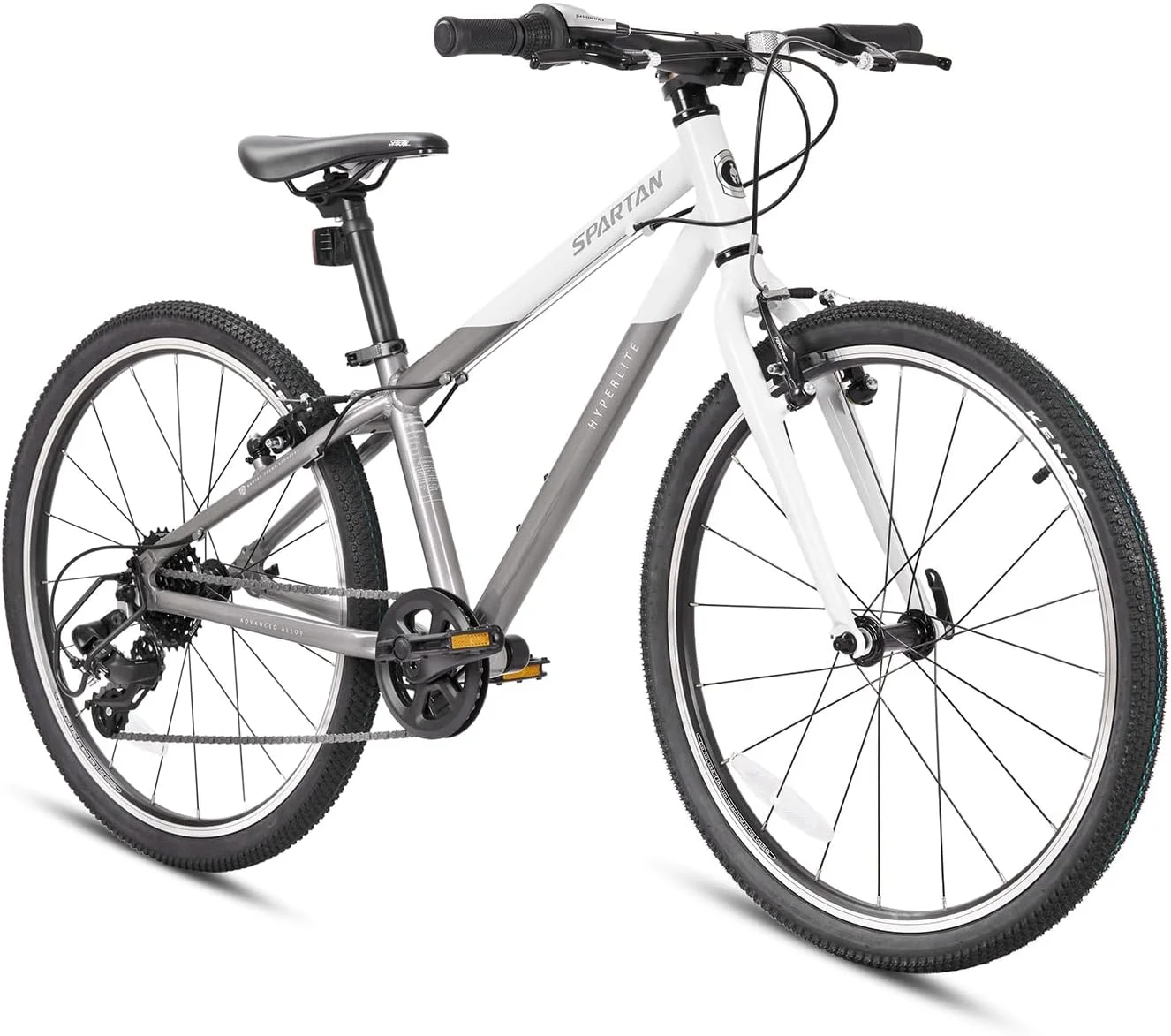 Spartan 24-Inch Road Bike Premium Steel Frame with Dual Rim Brakes and 8-Speed Drivetrain (White/Gold, 24-Inch) gvnkg