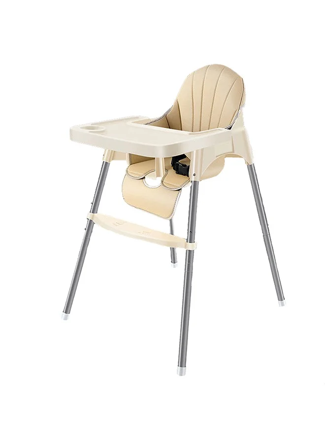Beauenty Portable Baby Dining High Chair with Seat Cushion and Stainless Steel Frame (Beige) y6v39