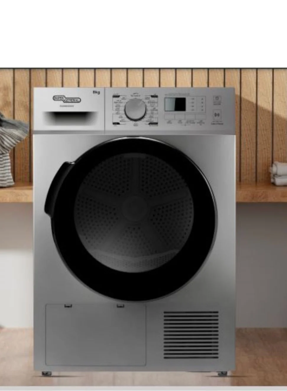 Super General 8kg Freestanding Dryer with 16 Customizable Programs and Digital Display (Silver, 8kg) rkffy