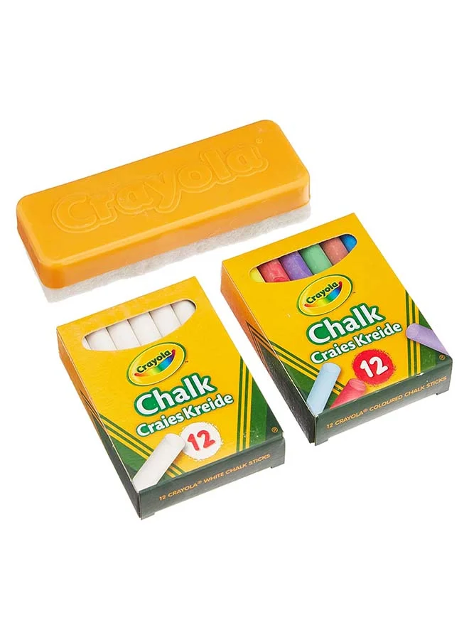 Premium Dust-Free Chalk Set with Eraser (24 Pieces, Assorted Colors) for School and Creative Learning m48ch