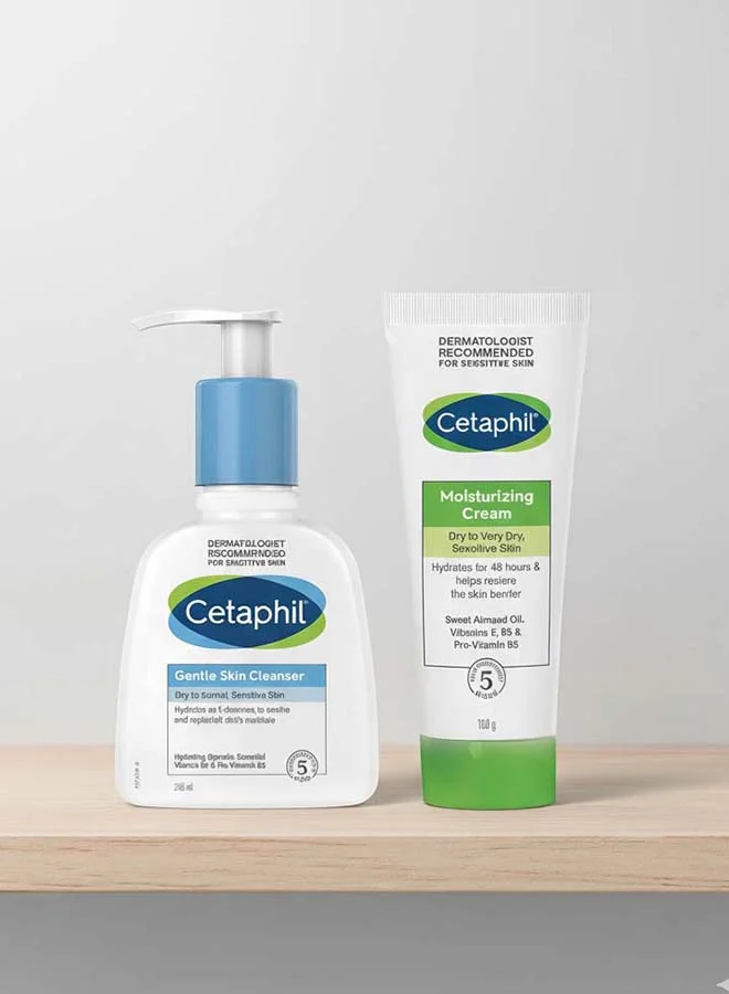Daily Routine Skincare Bundle for Dry and Sensitive Skin (Gentle Cleanser 236mL, Moisturizing Cream 100g) yq33r