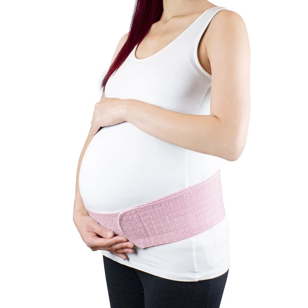 Bracoo Maternity Support Belt Adjustable Belly Band for Prenatal and Postpartum Comfort (Pink, One Size) g1hcm