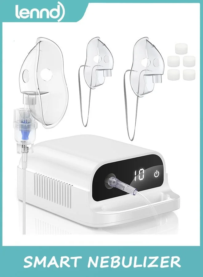 LENND Smart Compression Nebulizer with Digital Display, Low Noise Portable Respiratory Care Device for Adults and Children (145 mL) r3ao7