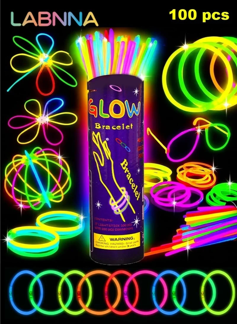 LABNNA Glow Sticks Party Pack Premium Light Up Accessories for Events (Multicolor, 100 Pcs) xdhg4