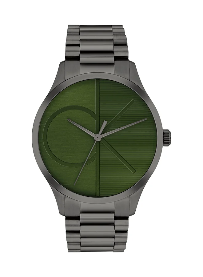 Premium Round Analog Quartz Watch with Green Case and Stainless Steel Band (Unisex, One Size) fe3j4
