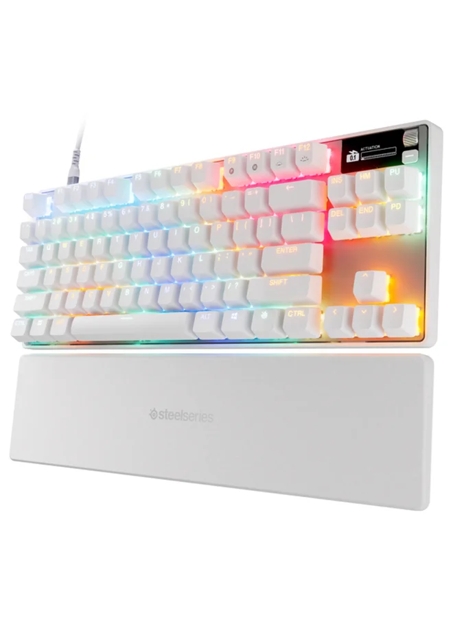 Premium Mechanical Gaming Keyboard with Adjustable HyperMagnetic Switches and Double Shot PBT Keycaps (White, TKL Layout) 4dims