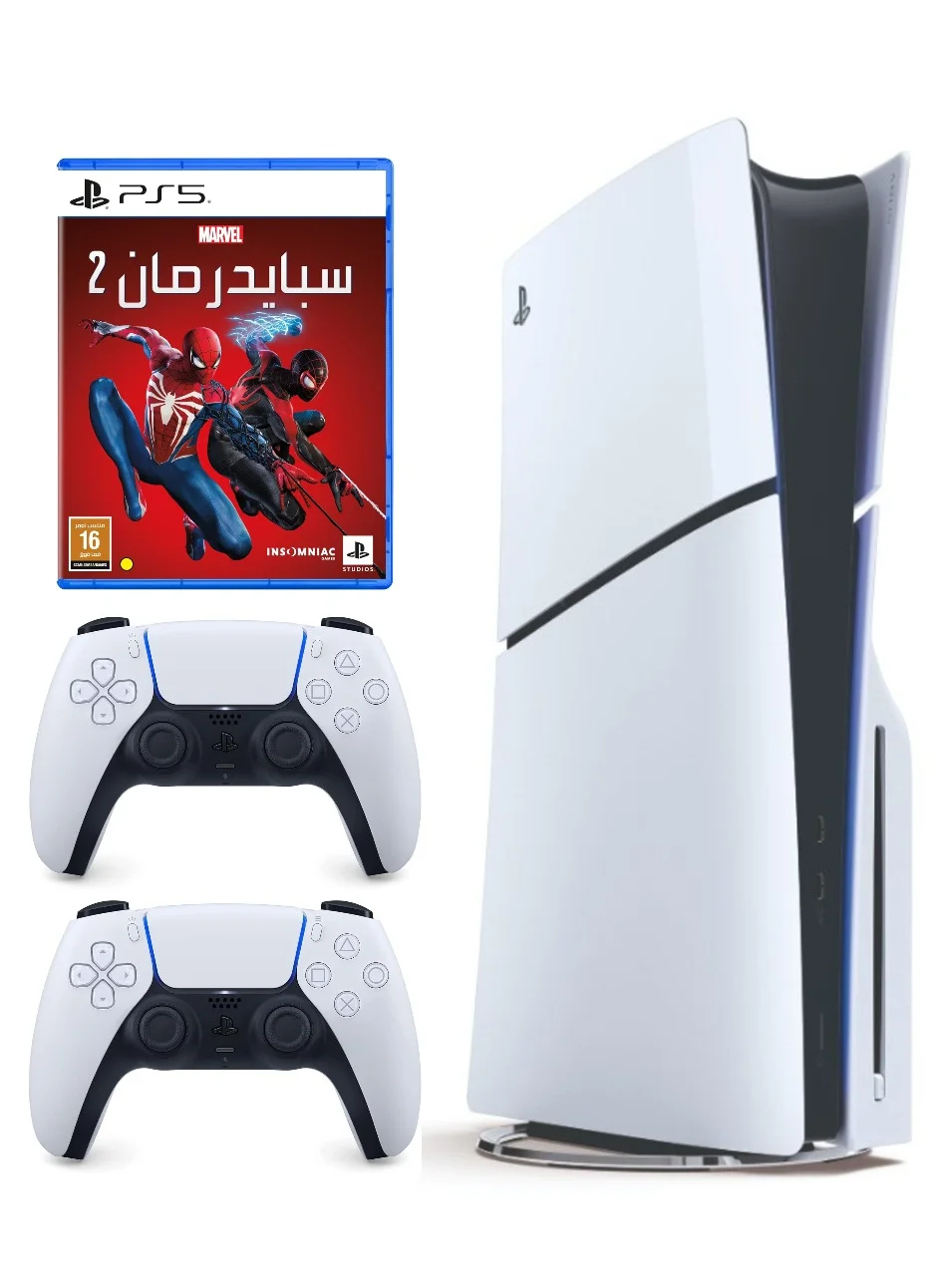 Premium Disc Console Slim Edition With Extra White Controller And Spiderman 2 Bundle r6t5i