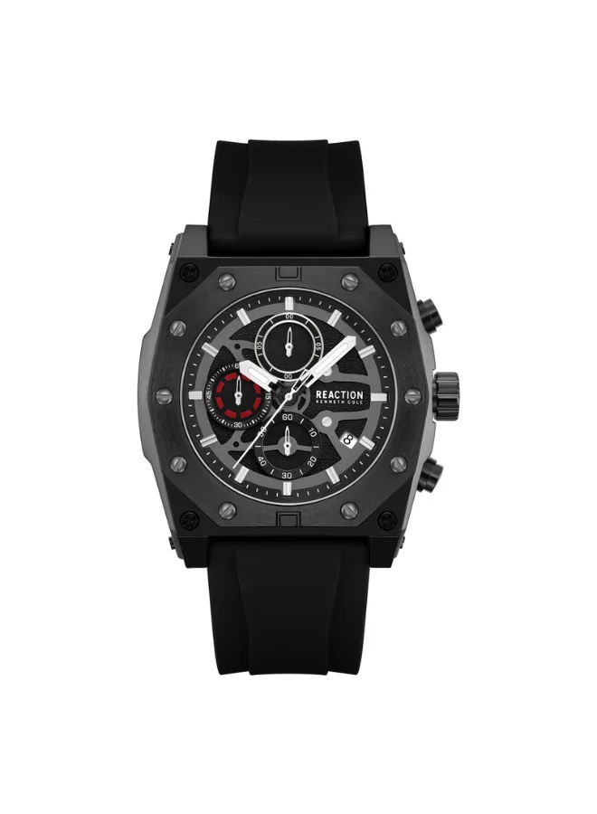 Premium Men's Chronograph Watch with Black Dial and Silicone Strap (52.4mm) u99so